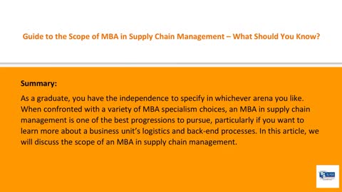 Guide to the Scope of MBA in Supply Chain Management – What Should You Know?