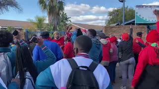 EFF members protest outside Hoërskool Uitsig