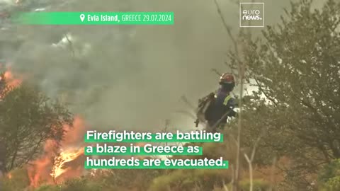 'Wall' of flames: Locals evacuated from Evia in Greece as another wildfire takes hold|News Empire ✅