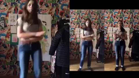 Girl makes a dance chain on tiktok