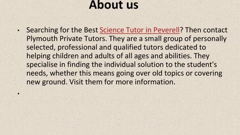 Get The Best Science Tutor in Peverell.