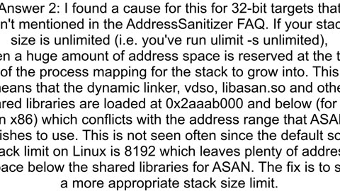 asan library fails with Shadow memory range interleaves with an existing memory mapping