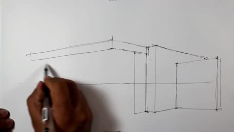 Use A Black Pen To Draw A Rough Outline Of The Building
