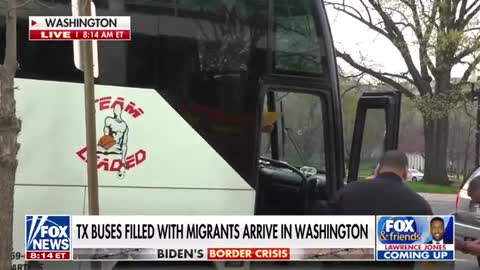 First Texas bus drops off illegal immigrants blocks from US Capitol in Washington, DC.