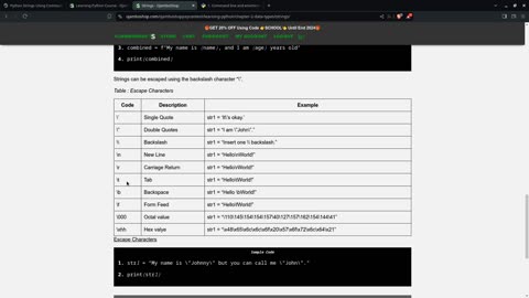 Python Strings Using Command Line Environment