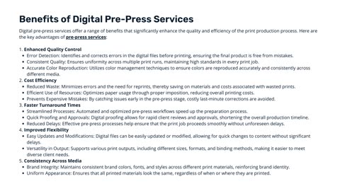 Digital Pre-Press Services: Enhancing Quality and Efficiency in Print Production