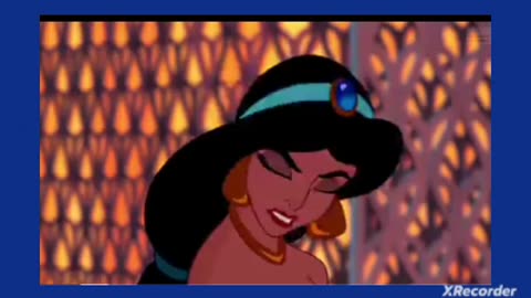 Aladdin and princess Jasmine enjoying on flying romantic short movie scene