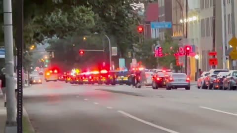 President Donald Trump’s Motorcade seen leaving Allegheny General Hospital in Pittsburg