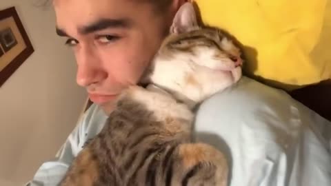 My soul is purified by the love of my cat - Cute moments cat and human
