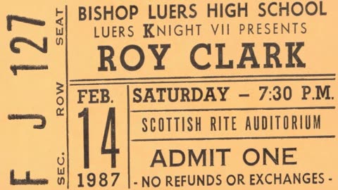 February 14, 1987 - Roy Clark in Fort Wayne (Ticket Stub)