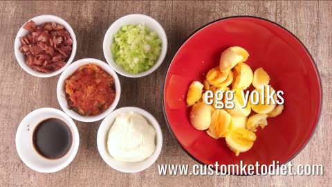 Check out this delicious Keto Bacon and Kimchi Deviled Eggs recipe