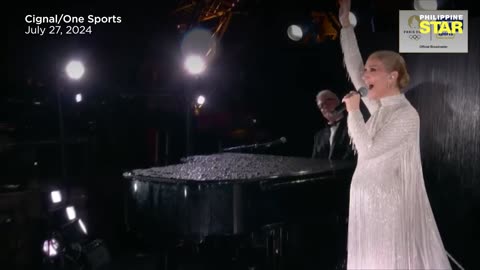 Celine Dion sings "L'hymne à l'amour" at Olympic opening show