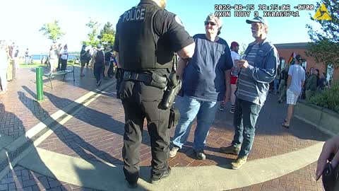 Men in Black in the Crowd, as City of Port Townsend Aligns with Domestic Terrorist Group Antifa