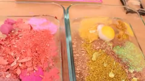 Pink vs Gold - Mixing Makeup Eyeshadow Into Slime ASMR