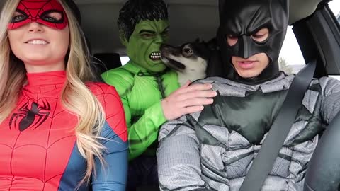 Superheroes With Dancing Car Ride! How amazing very cool