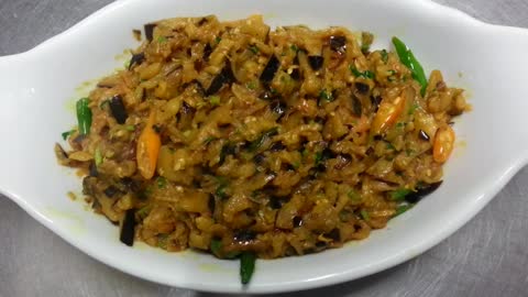 Aubergine Bhaji Recipe -Indian Restaurant Cooking