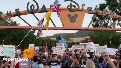 HUGE crown protesting the Disnet child groomers at Disney HQ