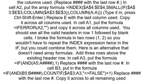 Excel Return all column headers if columns do not contain TRUE