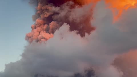 Beautiful Eruption of the Mount Stromboli Volcano