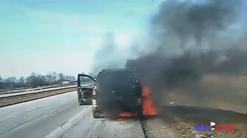 High Speed Chase Ends When The Suspect's Van Burst Into Flames