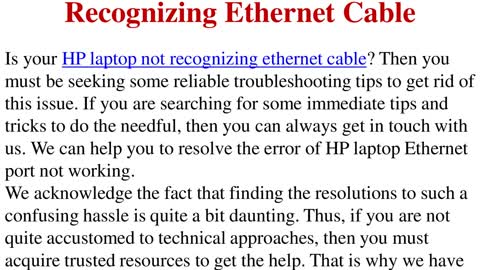 How To Fix HP Laptop Not Recognizing Ethernet Cable