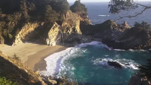 Relaxing 3 Hour Video of a Waterfall on an Ocean Beach at Sunset360p