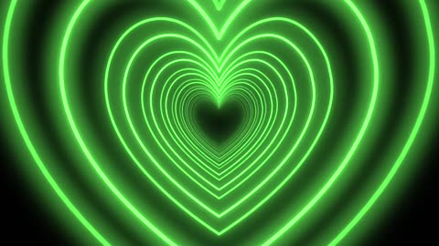 621. Green Heart Background💚Love Heart Tunnel Background Video Loop Heart