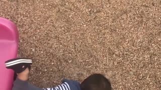 Collab copyright protection - toddler boy red slide faceplant fail