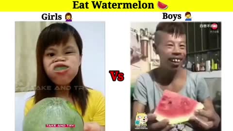 BOYS' VS GIRL'S IN EATING WATERMELON 🍉🍉