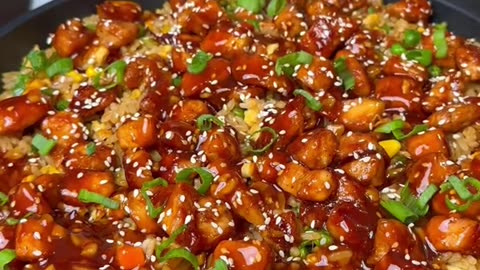 Easy to make Honey Sesame chicken and fried rice recipe