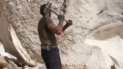 Amazing trick to break heavy mountain rocks