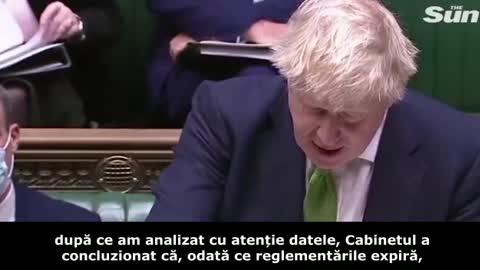 Boris Johnson anunță renunțarea la certificatul covid si masca obligatorie