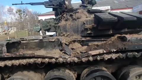 Russian tank came under fire in Izyum city of eastern ukraine