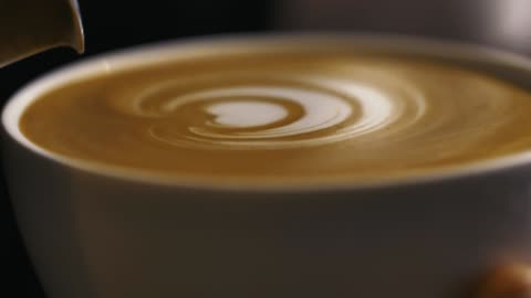 Close up view, serving a sparkling cappuccino