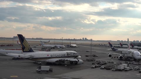 Planes heading to the runway