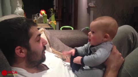 Dad with baby beatboxing, adorable