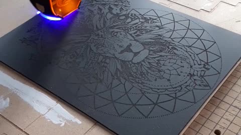 Laser engraved lion