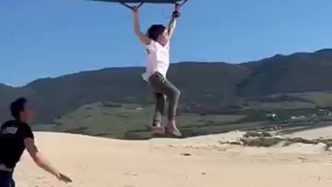 Kid flying away with a wing 😱😱😱