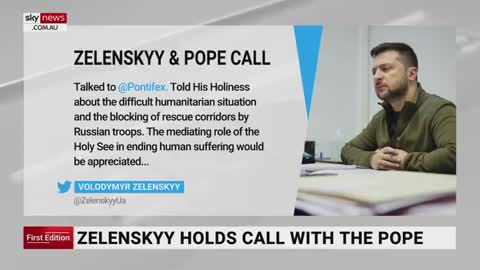 Volodymyr Zelensky holds call with Pope Francis