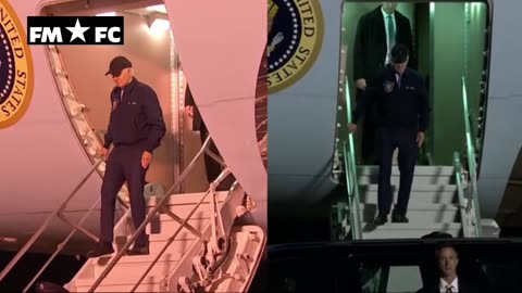 Biden very slowly descends steps of Air Froce One
