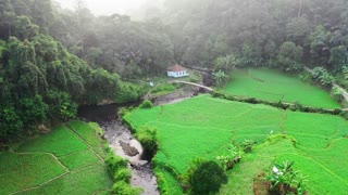 Drone captured pleasant footage of beautiful house in a farm