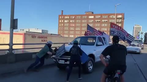 Thousands Of Trump Supporters Display MAGA & Trump Flags In Caravan While Antifa Rioters Attack Cars