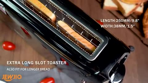 Amazon Basics 2 Slice, Extra-Wide Slot Toaster with 6 Shade Settings, Black & Silver
