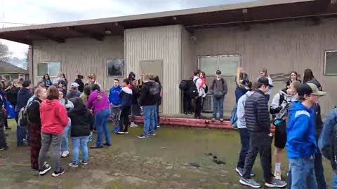 Molalla Oregon Students Stepping out of class protesting mask mandates