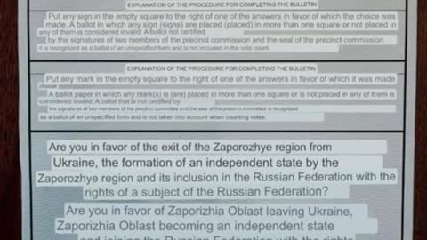 This is the referendum ballot to join Russia in the Zaporozhye Region