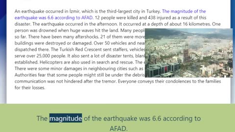 intermediate level news in English from Turkey: Earthquake in İzmir