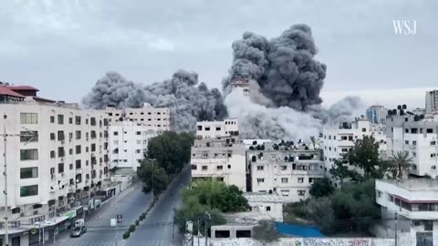 Watch: After an Israeli airstrike, a high-rise building in Gaza collapses - WSJ News