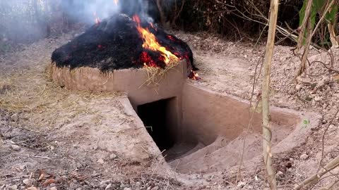 Building an underground home using ancient tools!