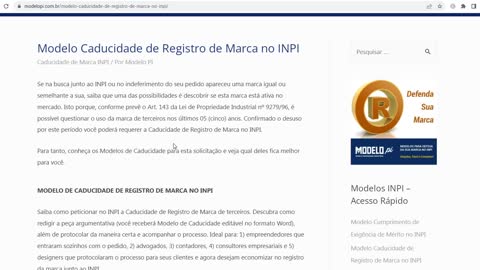 Modelo Caducidade de Registro de Marca no INPI. Saiba Como Peticionar Caducidade de Marca Registrada