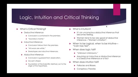 Weekly Webinar #11 - Logic, Intuition and Critical Thinking